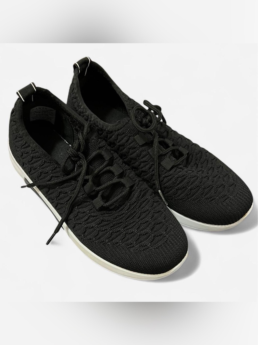 Danskin Black Knit Lace-Up Women's Sneakers with White Sole